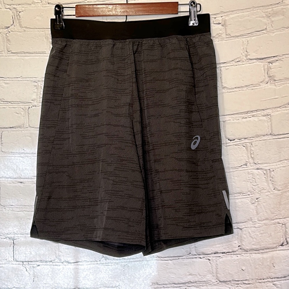 ASICS Gray Black Elastic Waist Athletic Shorts Size Small Excellent Condition
